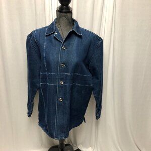 Kani Jean Jacket Womens Size XL 20 Button Down Stitched Blue Denim Chore Coat